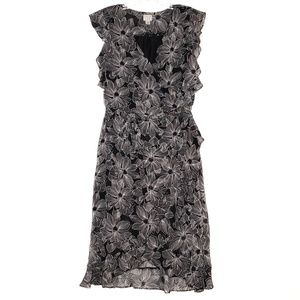 A New Day Faux Wrap Black & White Ruffle Dress XS